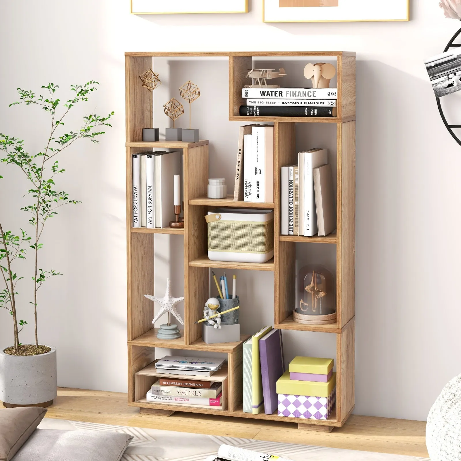 120cm Tall Bookshelf with Anti-tipping Kits for Home Office-Natural