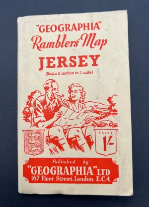 1940s GEOGRAPHIA Rambler's Map of JERSEY