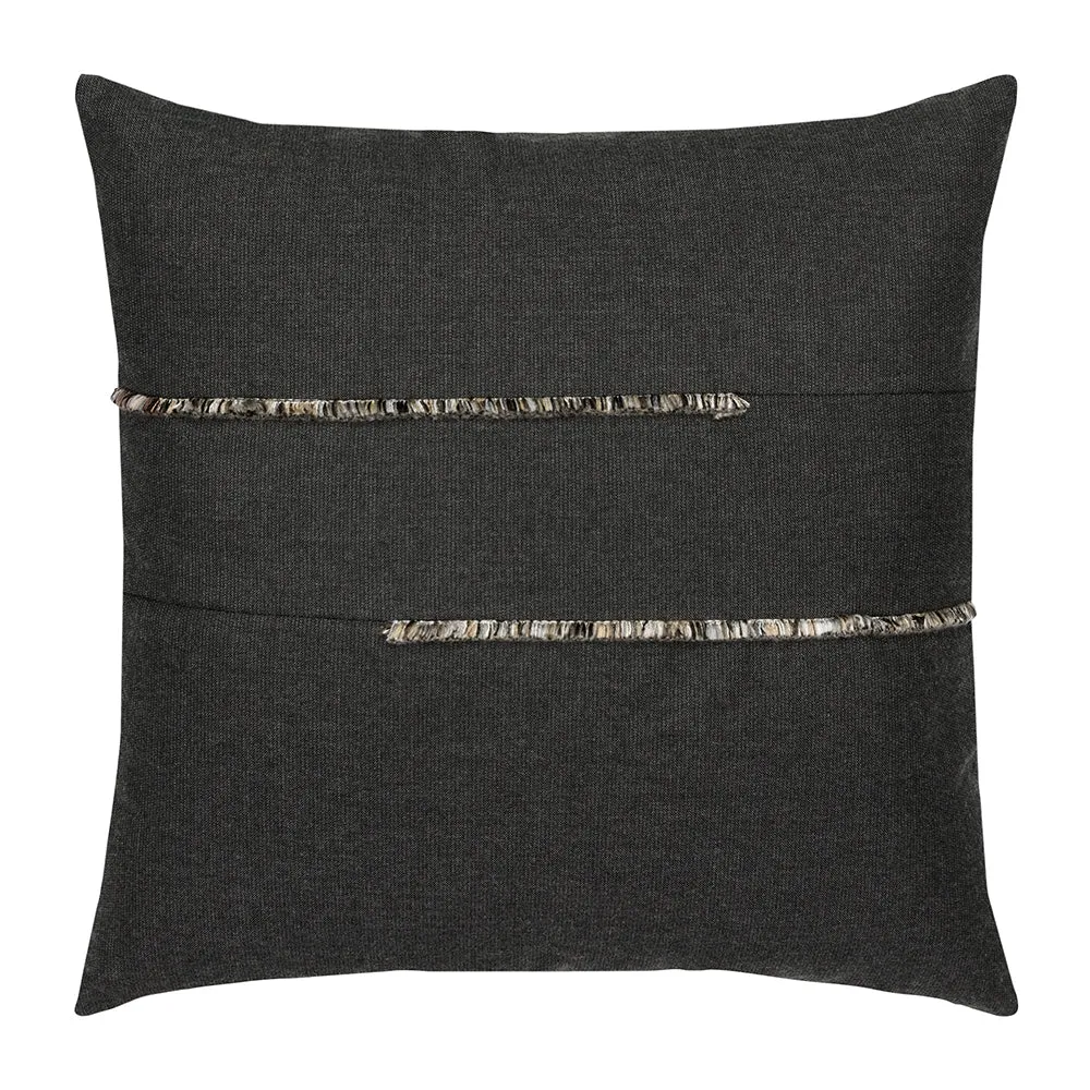 20" Square Elaine Smith Pillow  Micro Fringe Carbon