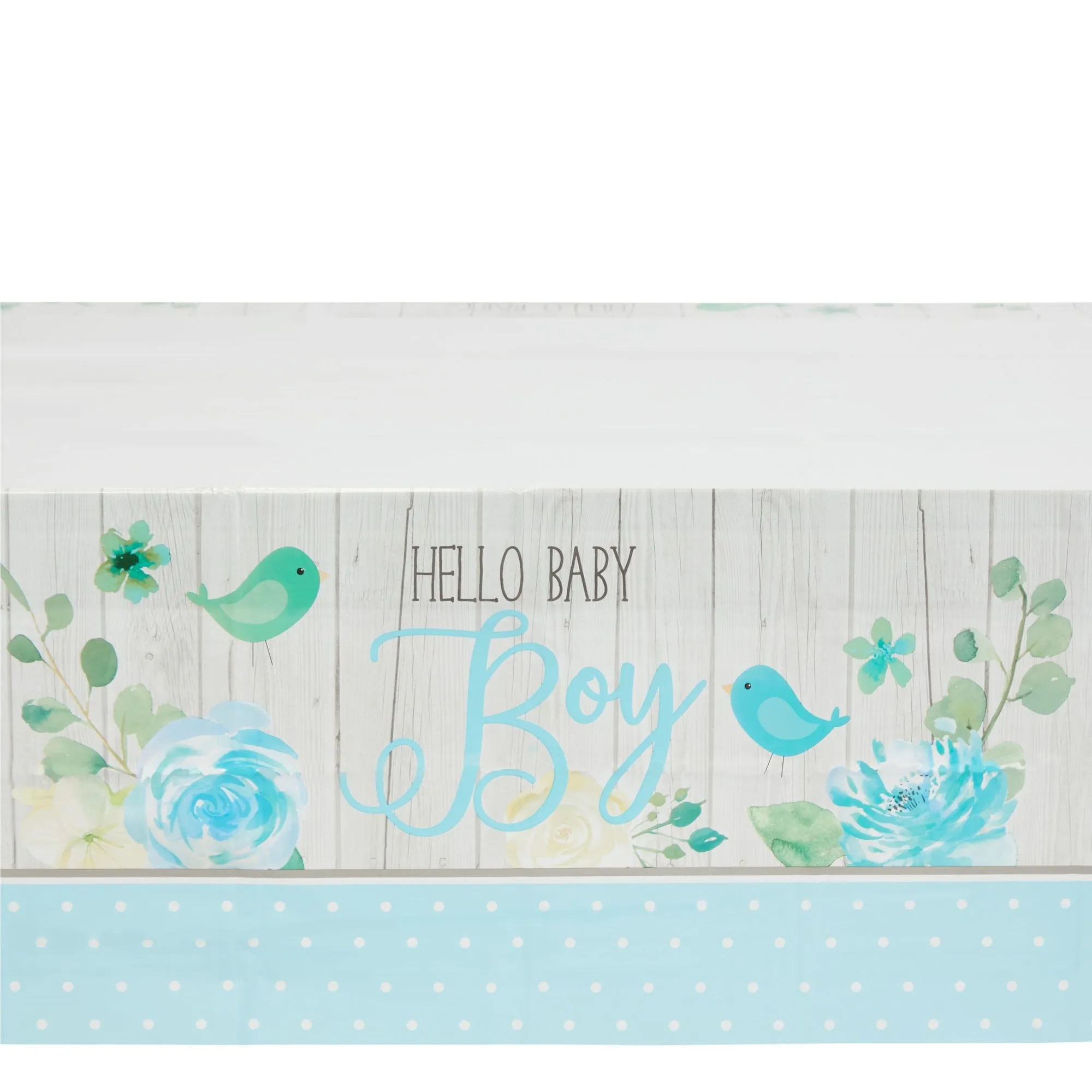 3 Pack Hello Baby Boy Plastic Table Covers for Baby Shower Decorations for Boys, Rustic Brid Design (Blue, 54 x 108 In)