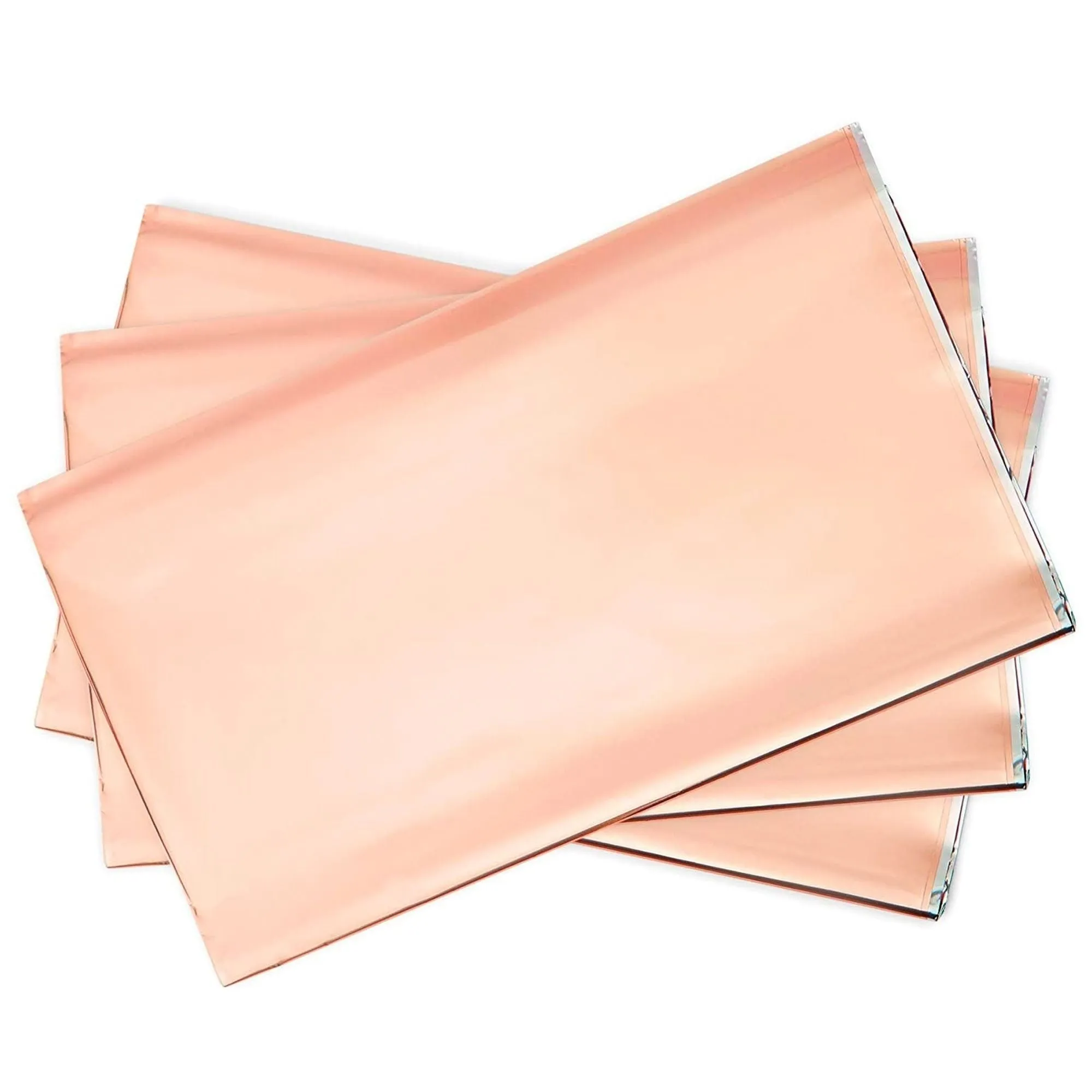 3 Pack Rose Gold Plastic Tablecloth, Metallic Table Cover Disposable for Pink Birthday Parties, Gender Reveal, Bridal Shower Decorations (54 x 108 In)