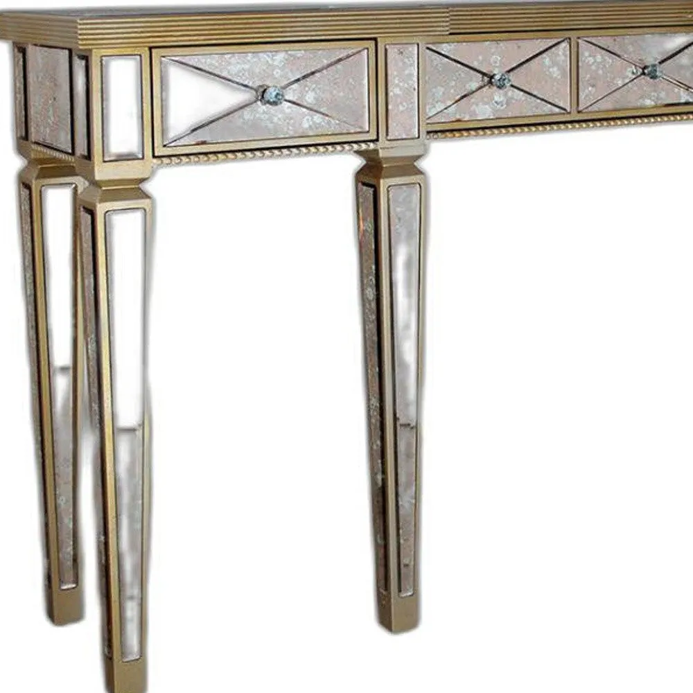 35" Mirrored Glass And Mdf Console Table