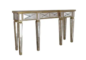 35" Mirrored Glass And Mdf Console Table