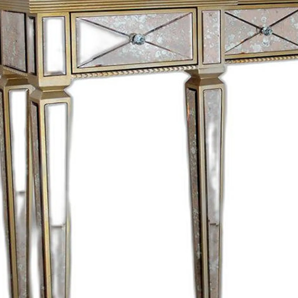 35" Mirrored Glass And Mdf Console Table