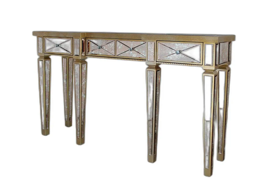 35" Mirrored Glass And Mdf Console Table