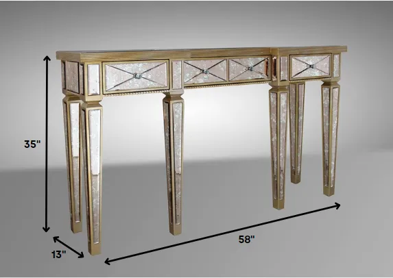 35" Mirrored Glass And Mdf Console Table