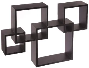 4 Cube Intersecting, Easy-To-Assemble Floating Wall Mount Shelves For Bedrooms