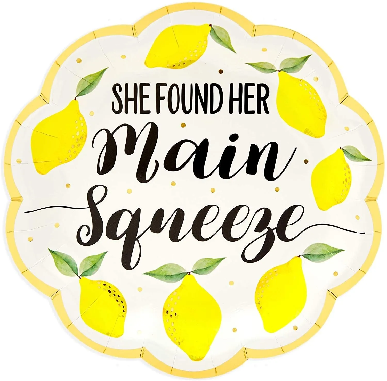 48-Pack Lemon Party Plates, She Found Her Main Squeeze (9 in)