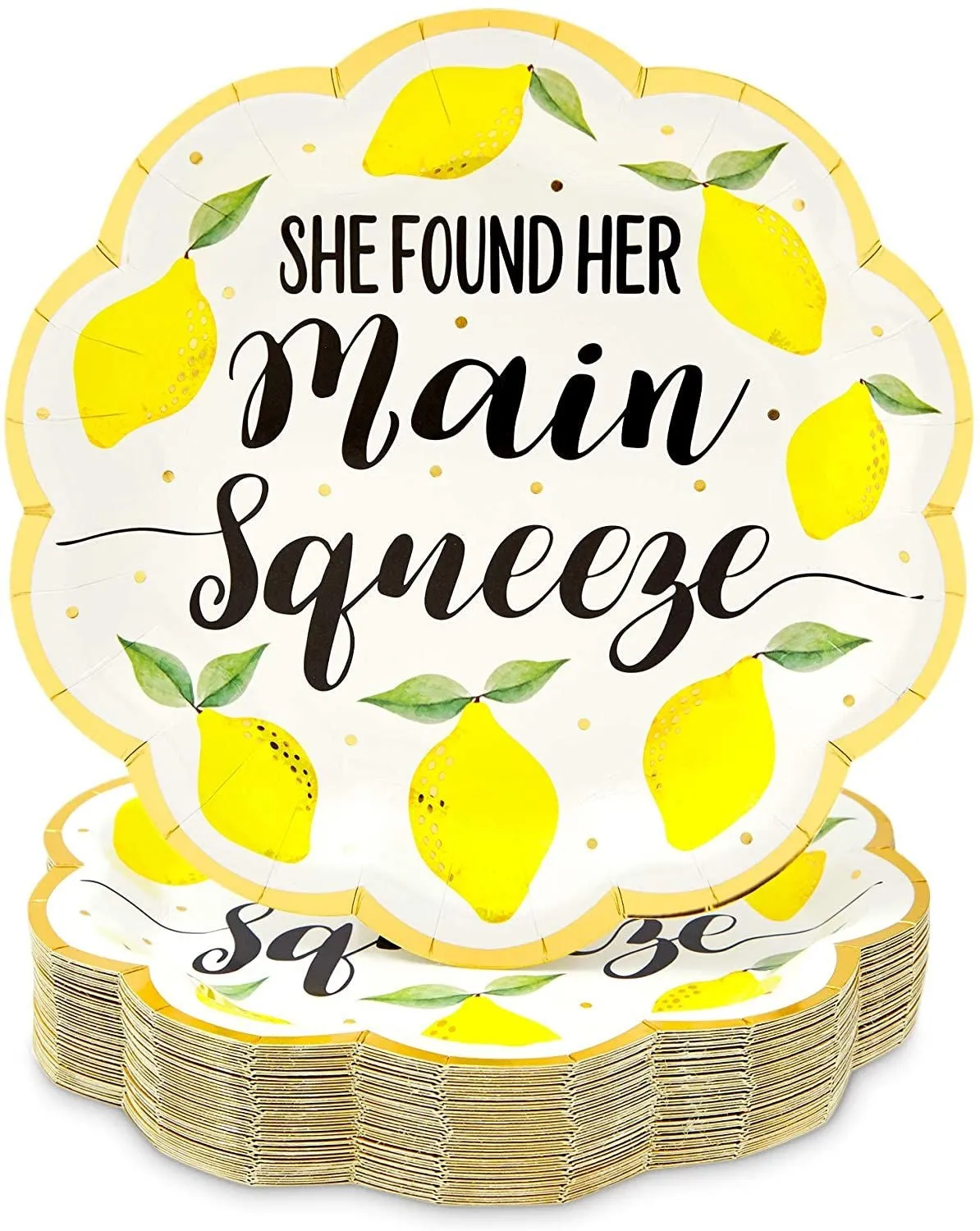 48-Pack Lemon Party Plates, She Found Her Main Squeeze (9 in)