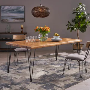 6-Seater Rectangular Rustic/Farmhouse Wood Slab Dining Table - NH094703