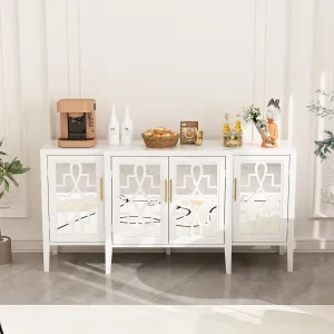 62.9'' Wide Sideboard Acrylic Glass Doors Buffet Storage Cabinet