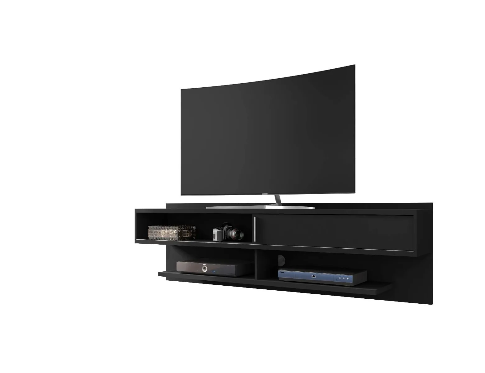 Astor 70.86 Modern Floating Entertainment Center 1.0 with Media Shelves in Black