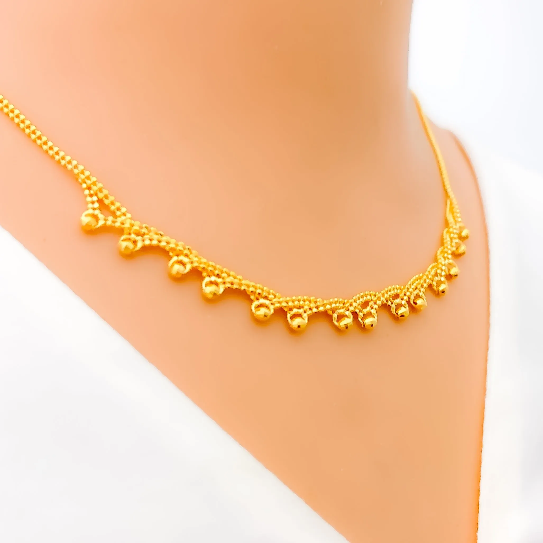 Attractive Modern Beaded 22k Gold Necklace Set