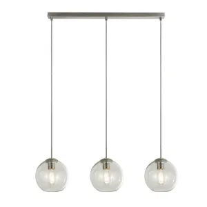 Balls 3 Light Chrome Bar Pendant With Clear Glass Shades