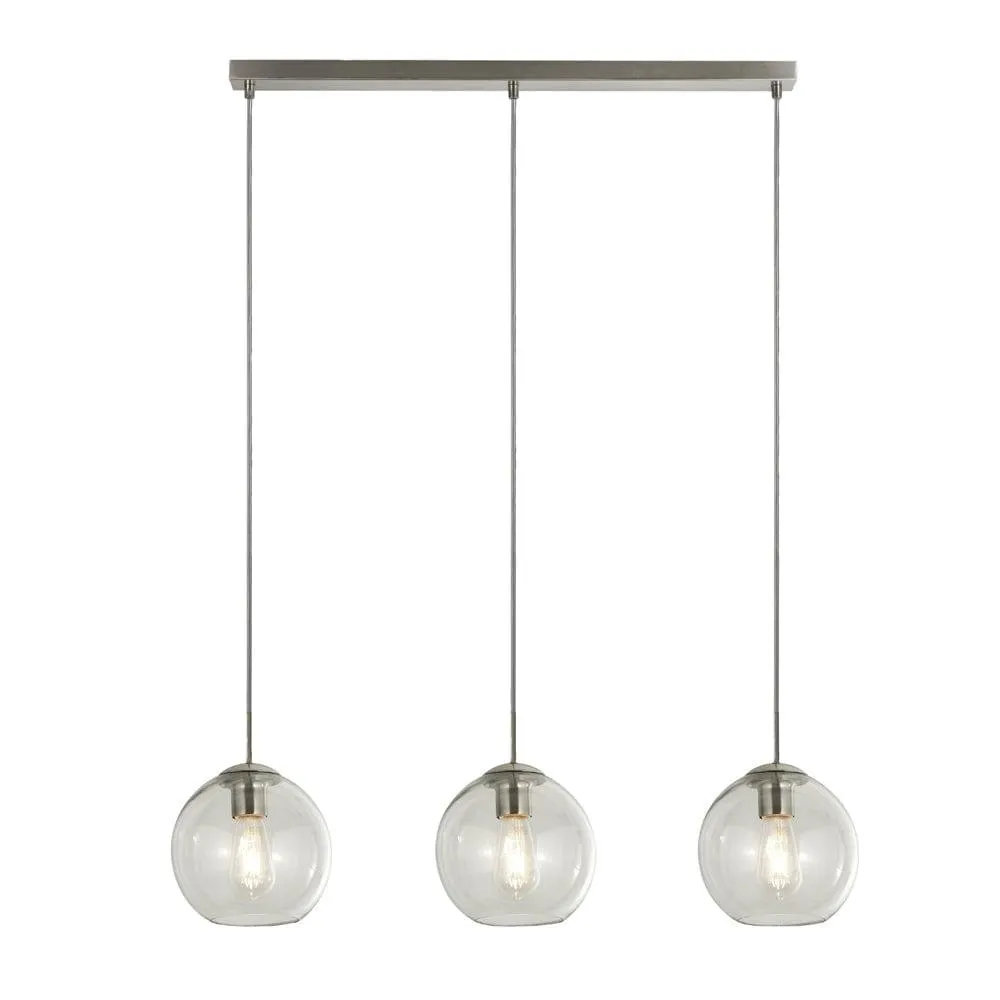 Balls 3 Light Chrome Bar Pendant With Clear Glass Shades