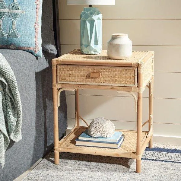 Bamboo & Rattan One Drawer Nightstand