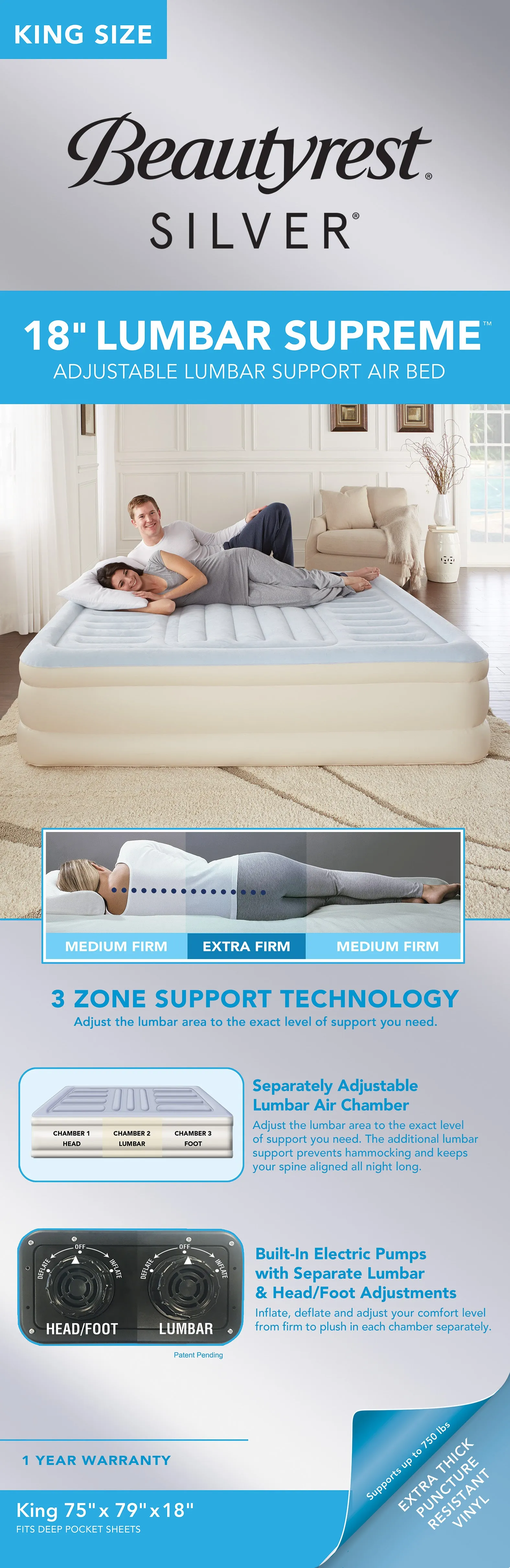 Beautyrest® Silver®  Lumbar Supreme™ Air Mattress