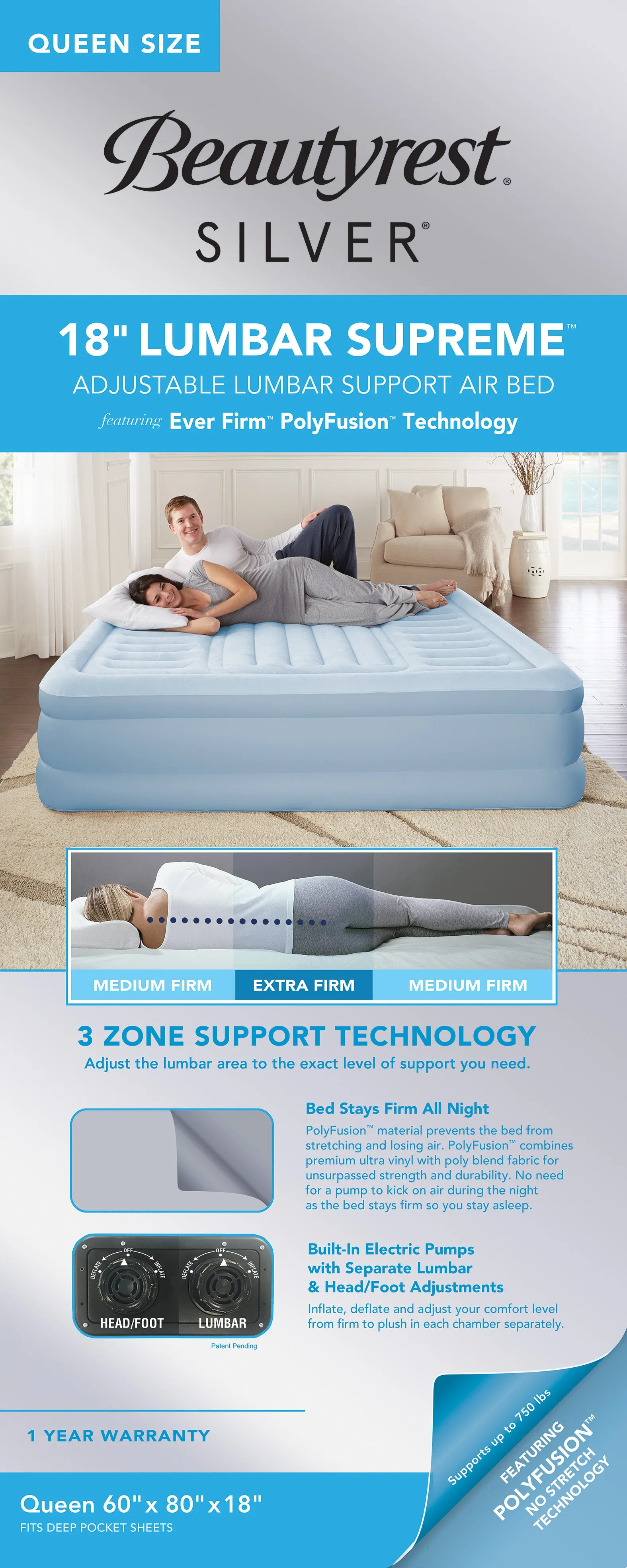 Beautyrest® Silver®  Lumbar Supreme™ Air Mattress