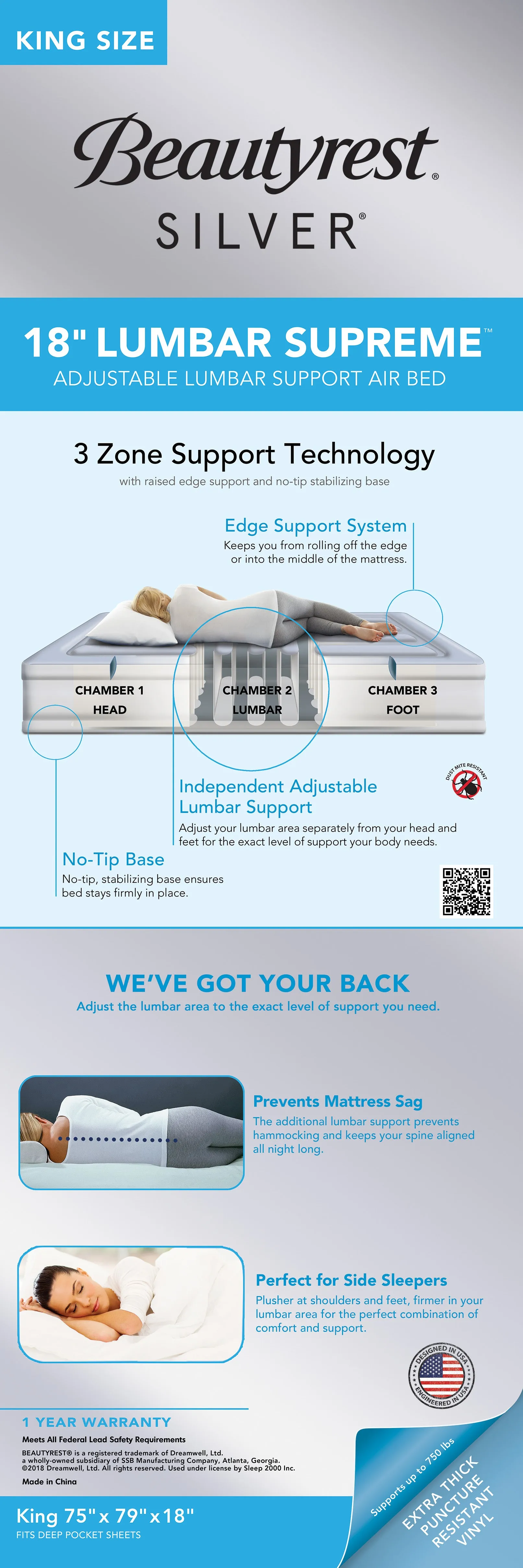 Beautyrest® Silver®  Lumbar Supreme™ Air Mattress