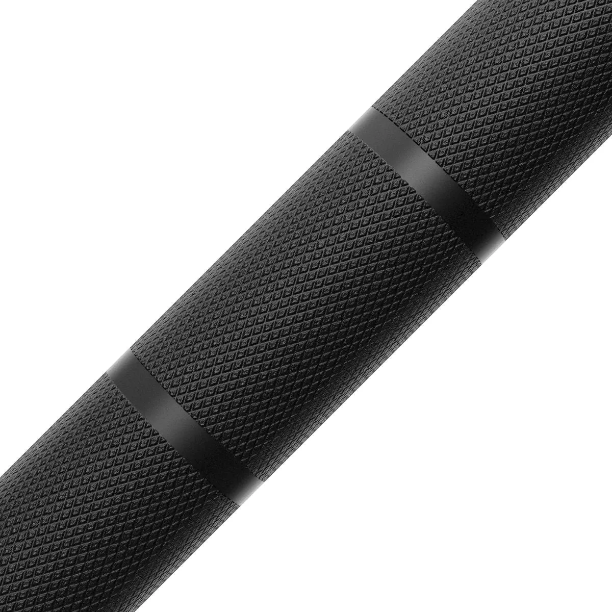 Black 7ft Olympic barbell IWF standard knurling 1,000lb max load