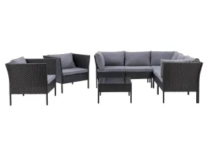 Black and Grey L Shaped Outdoor Sectional, 8pc