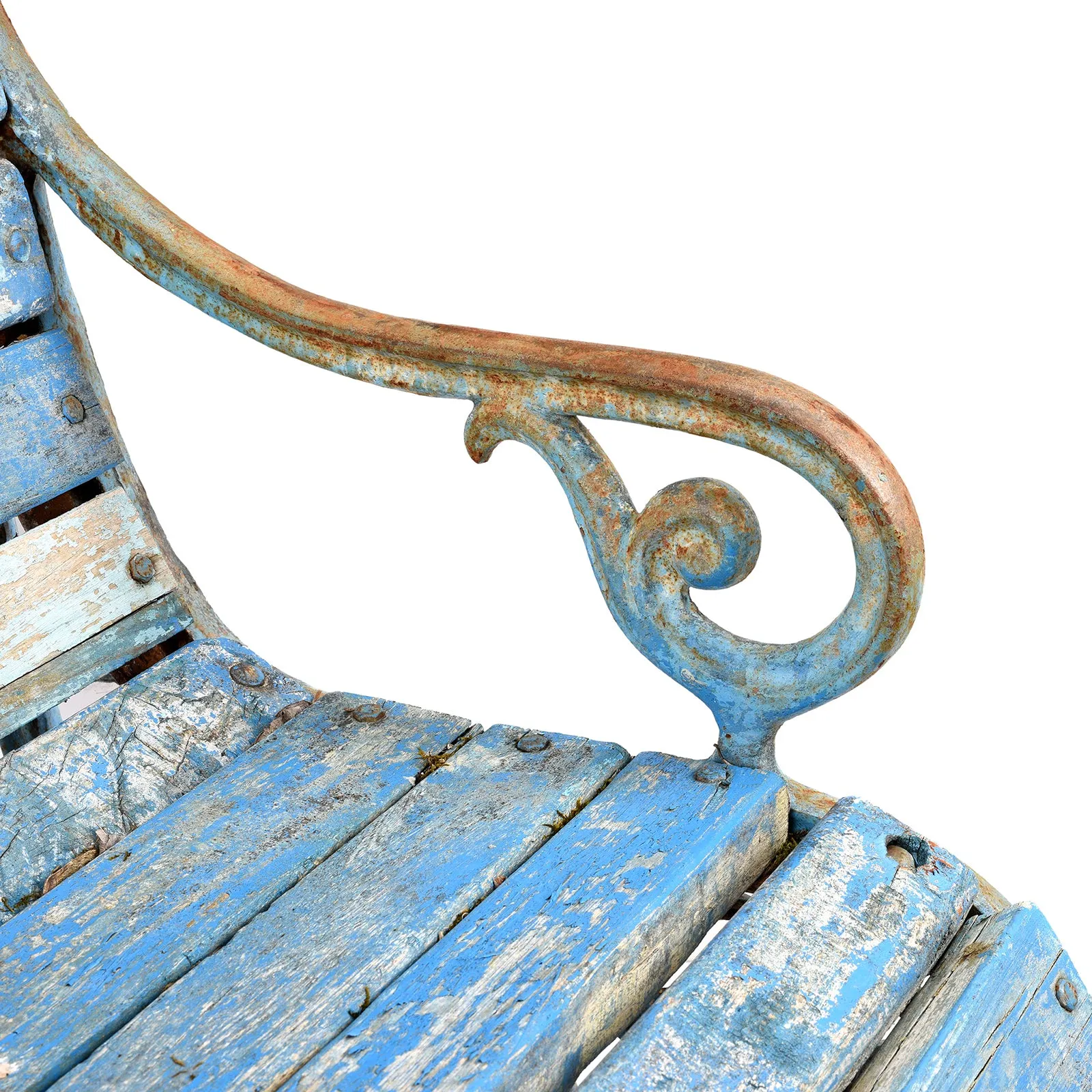 Blue Cast Iron Garden Bench - Ca 1920