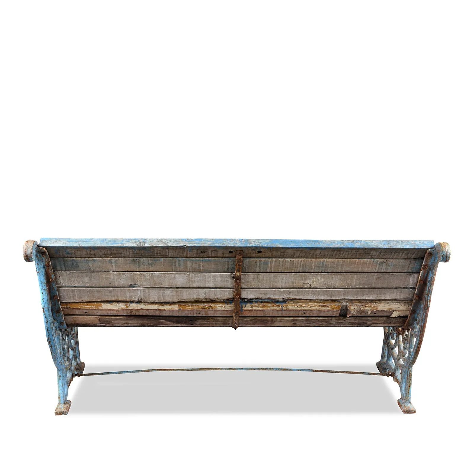 Blue Cast Iron Garden Bench - Ca 1920