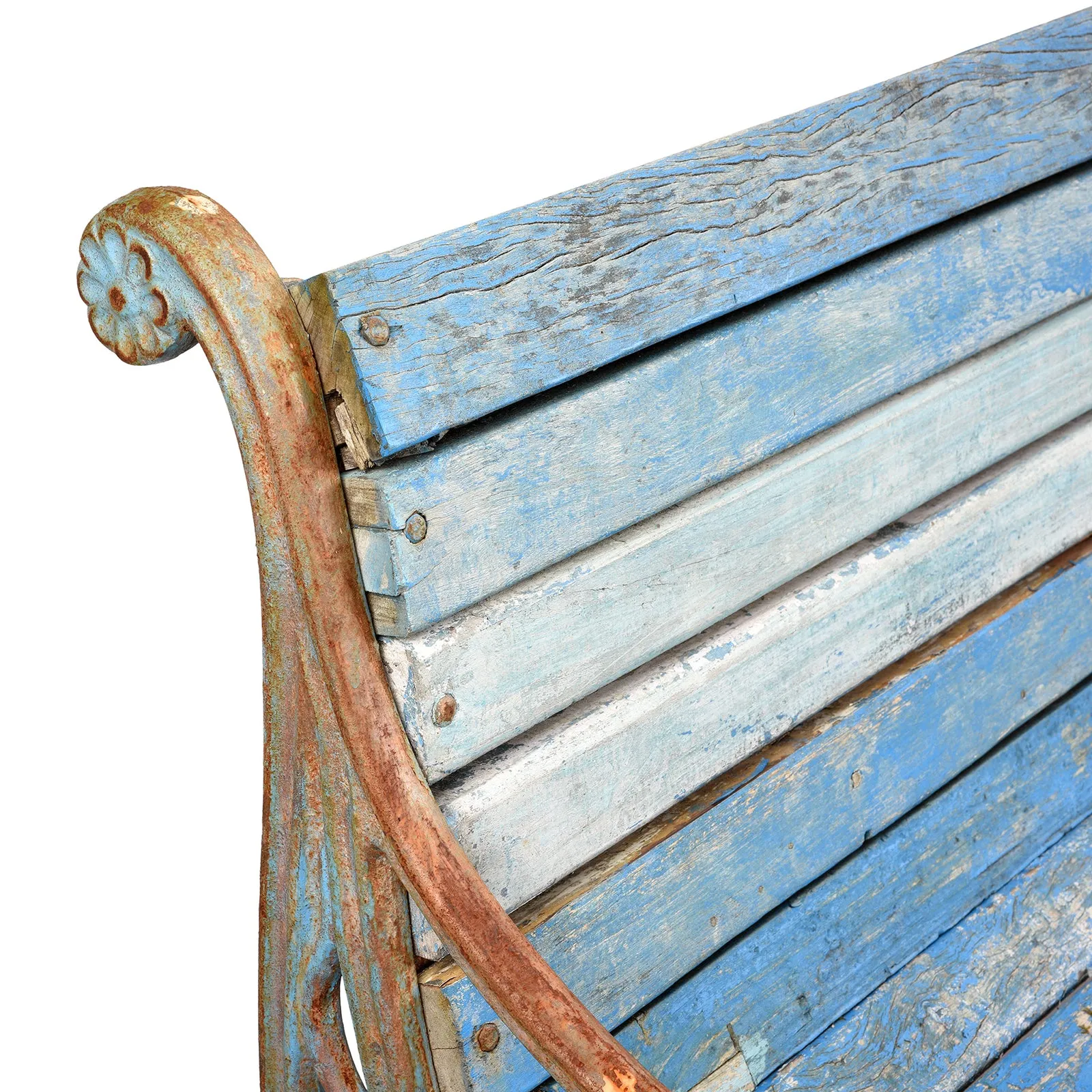 Blue Cast Iron Garden Bench - Ca 1920