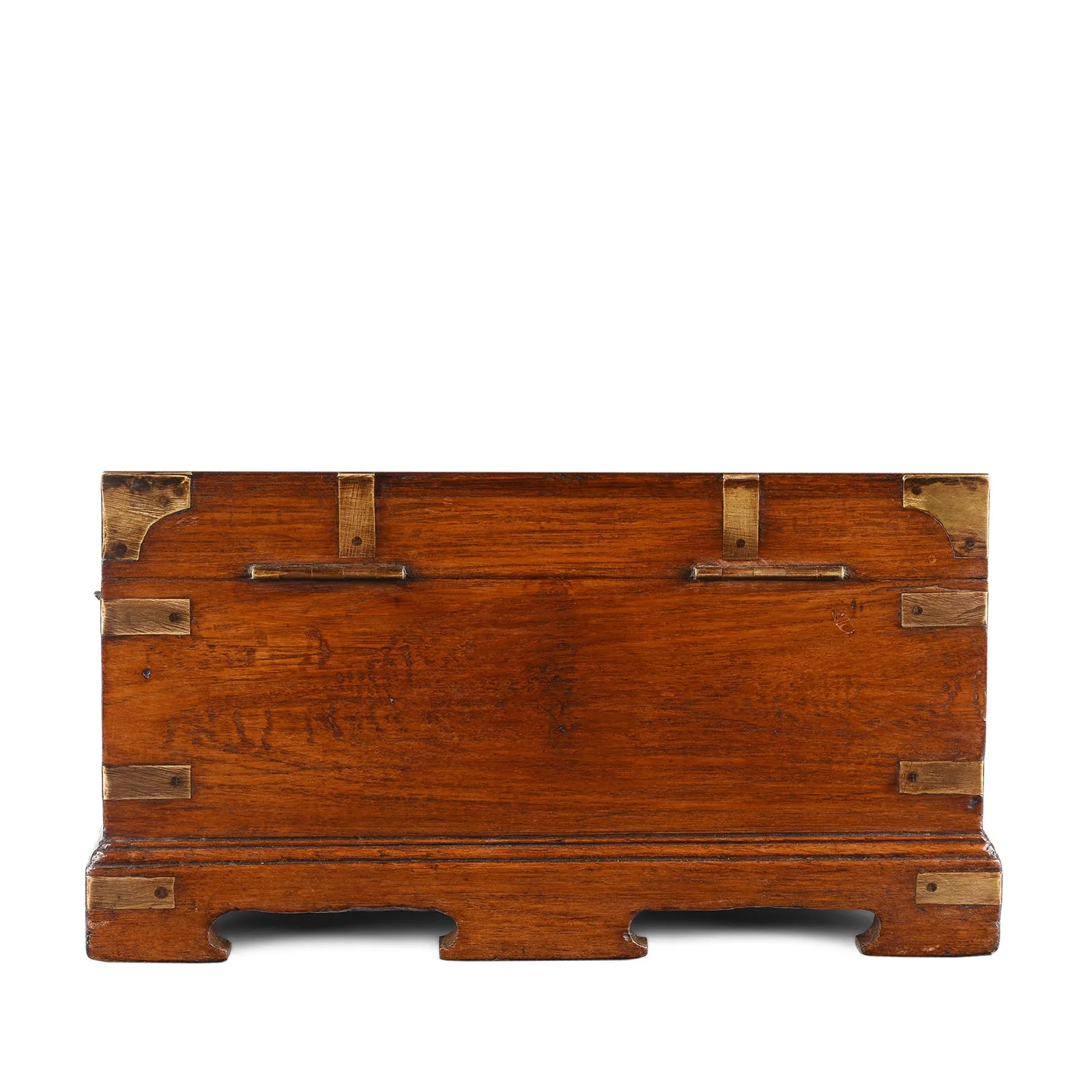 Brass Bound Teak Campaign Box From Rajasthan - 19th Century