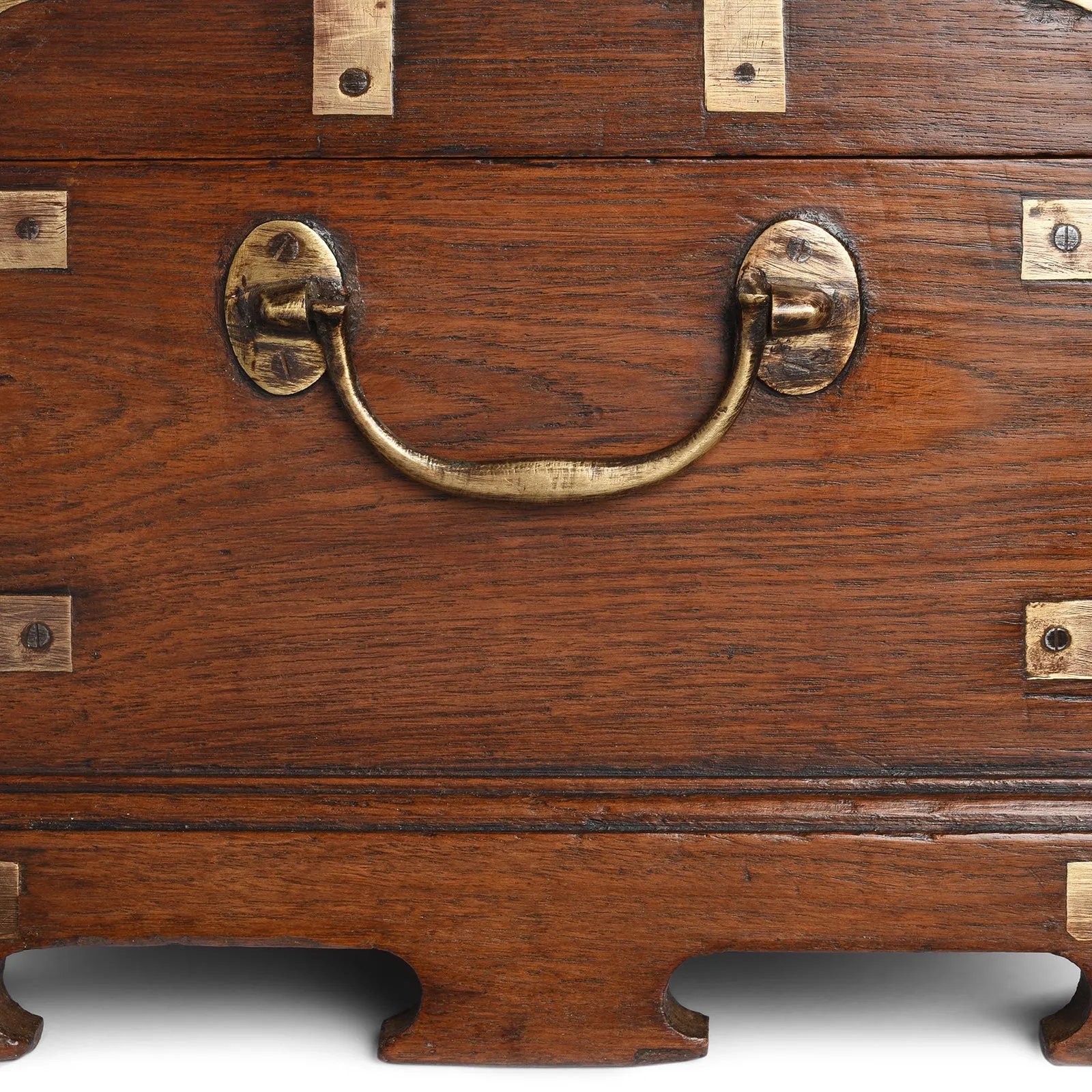 Brass Bound Teak Campaign Box From Rajasthan - 19th Century