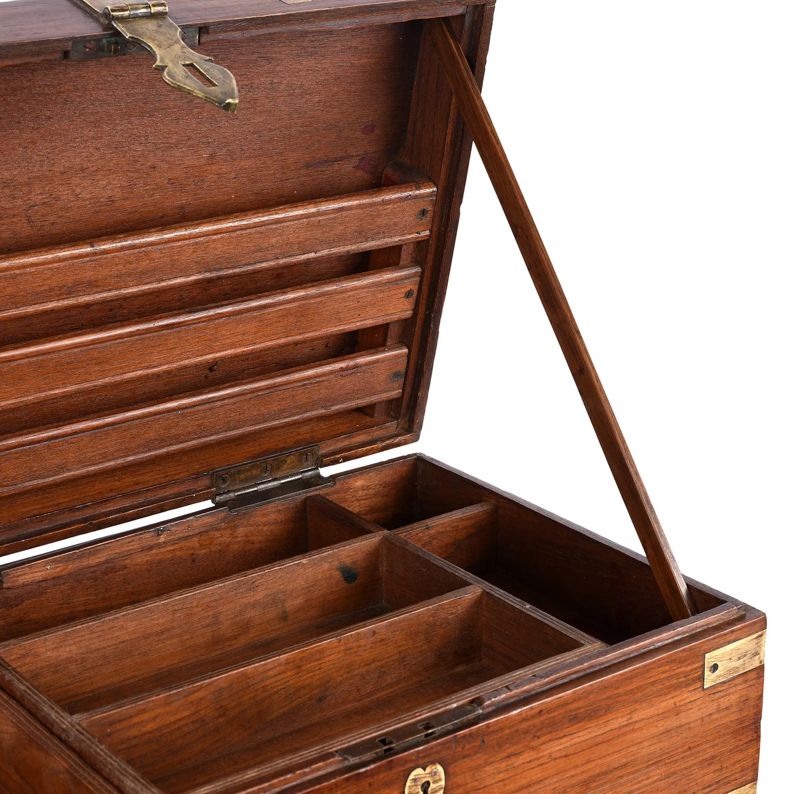 Brass Bound Teak Campaign Box From Rajasthan - 19th Century