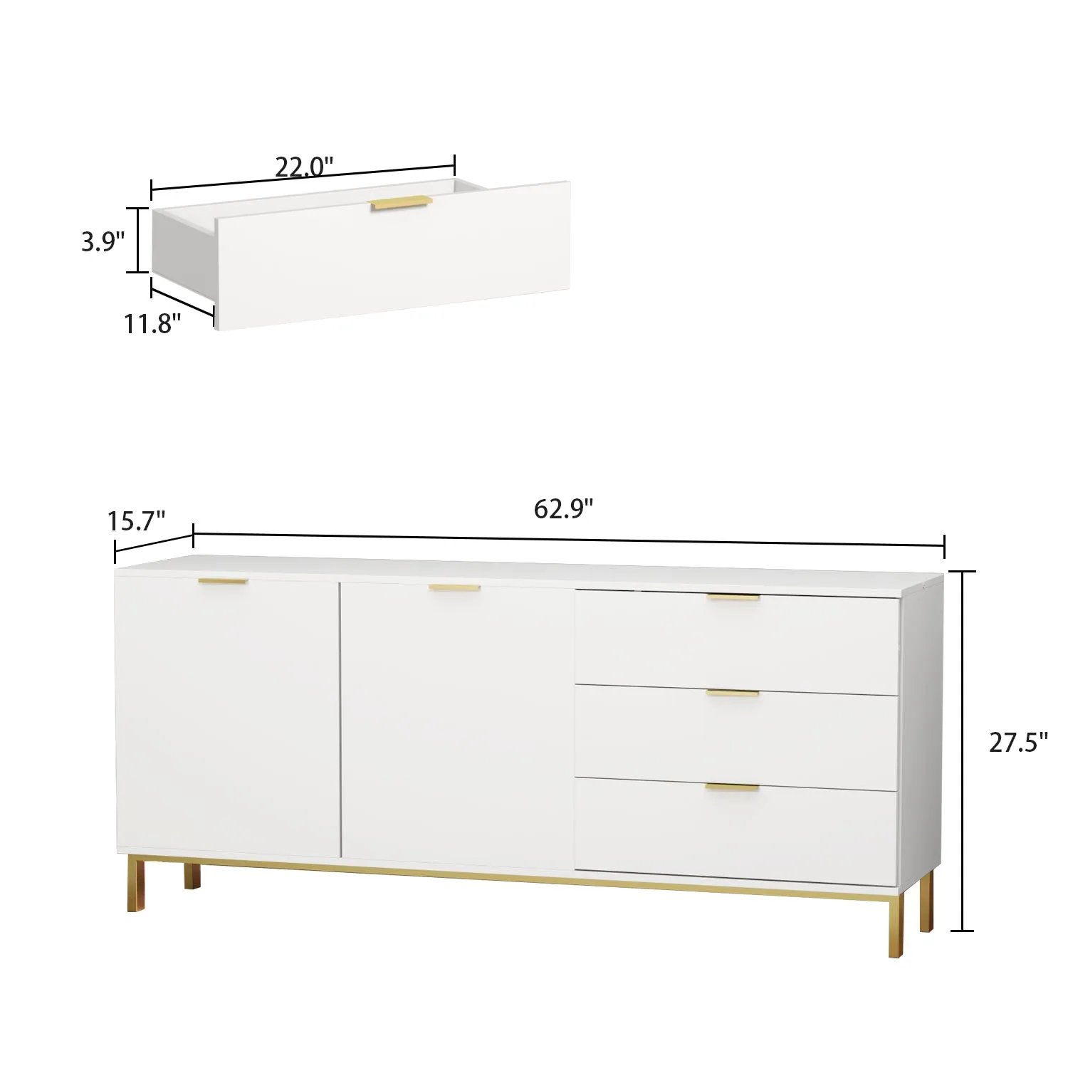 Buffet Bar 3 Drawers & 2 Doors Sideboard Storage Buffet Cabinet Credenza Coffee Bar