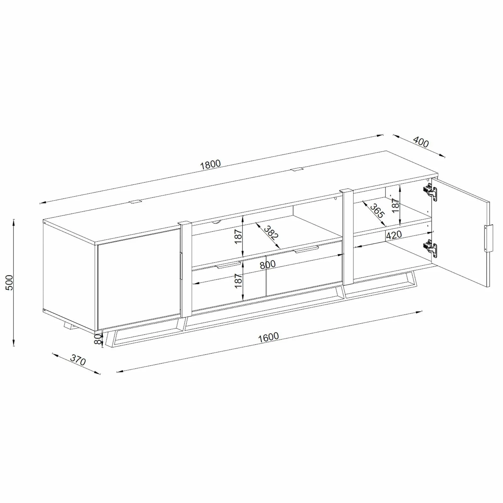 CAPRI Entertainment Unit, TV Cabinet, TV Unit - Oak by Criterion