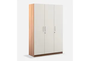 Caspian Engineered Wood 3 Door Wardrobe with Drawer, Shelves & Hanging Space for Clothes || Wooden Utility Cupboard || 3 Door Home Storage Almirah || Finish Color (White)