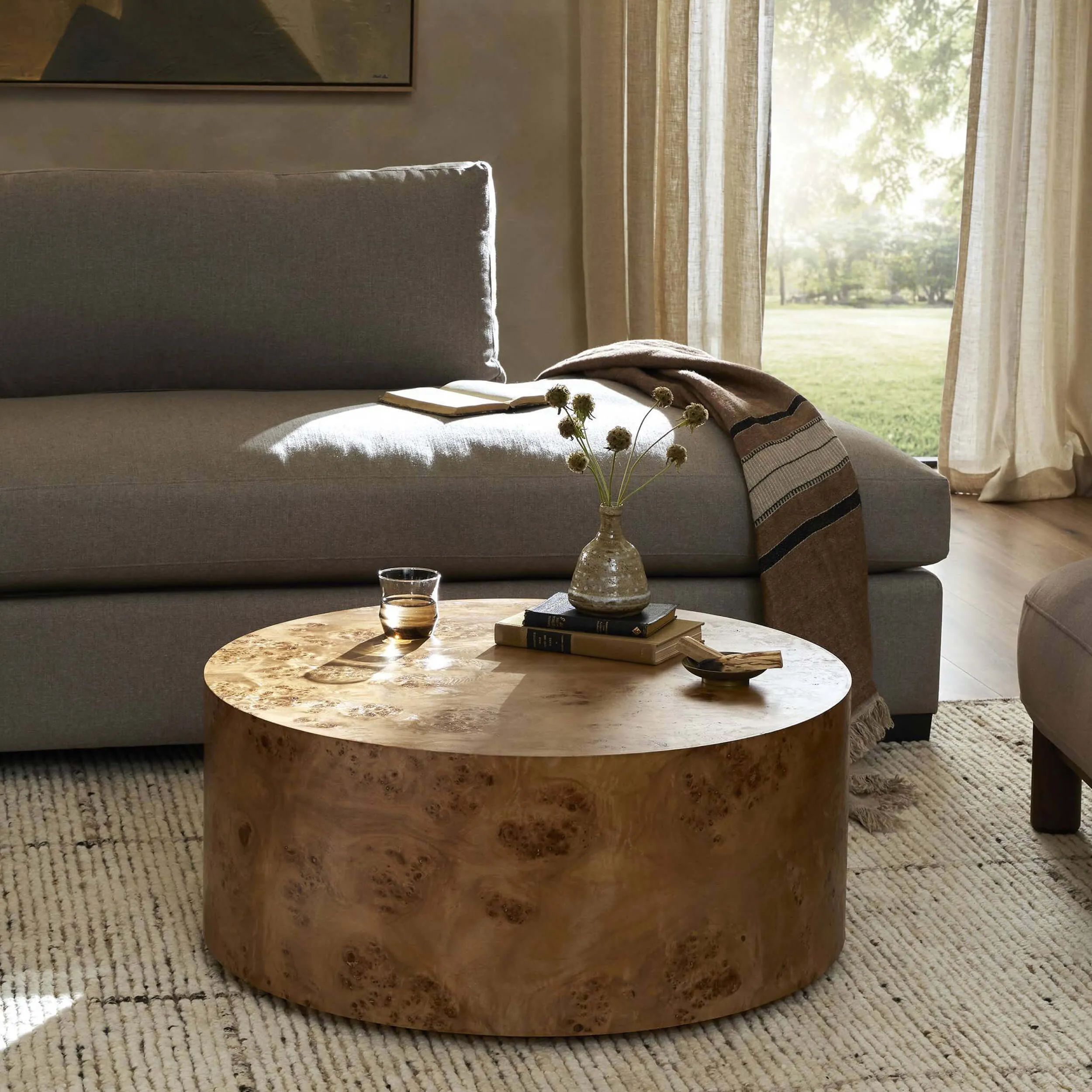 Caya Coffee Table, Caramel Burl