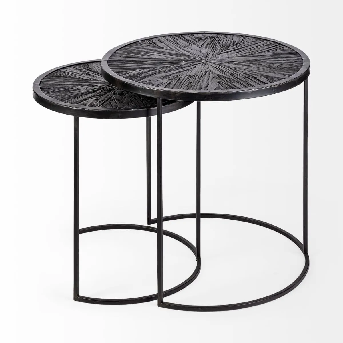 Chakra Accent Table Black Wood | Black Metal