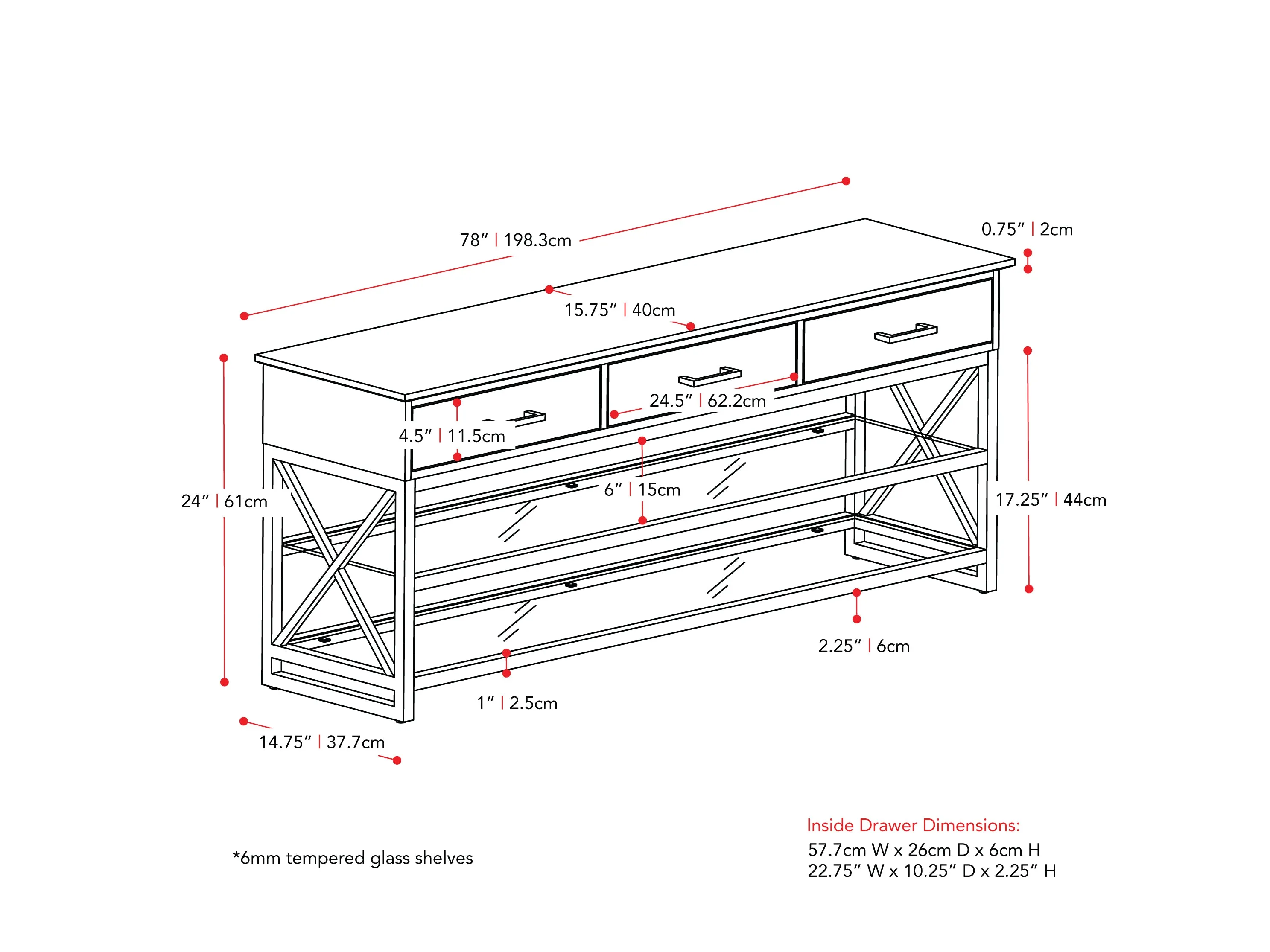 Cherry Brown TV Bench, TVs up to 95"