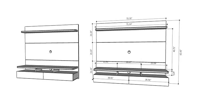 City 1.8 Floating Wall Theater Entertainment Center in White Gloss