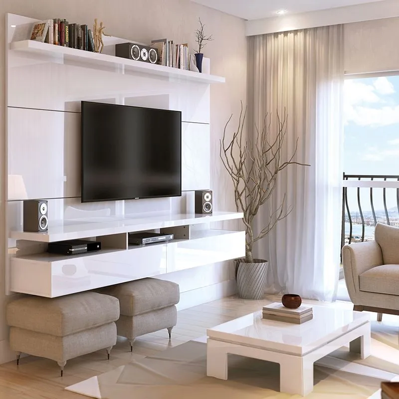 City 1.8 Floating Wall Theater Entertainment Center in White Gloss