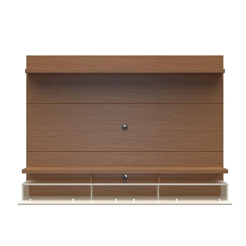 City 2.2 Floating Wall Theater Entertainment Center in Maple Cream and Off White