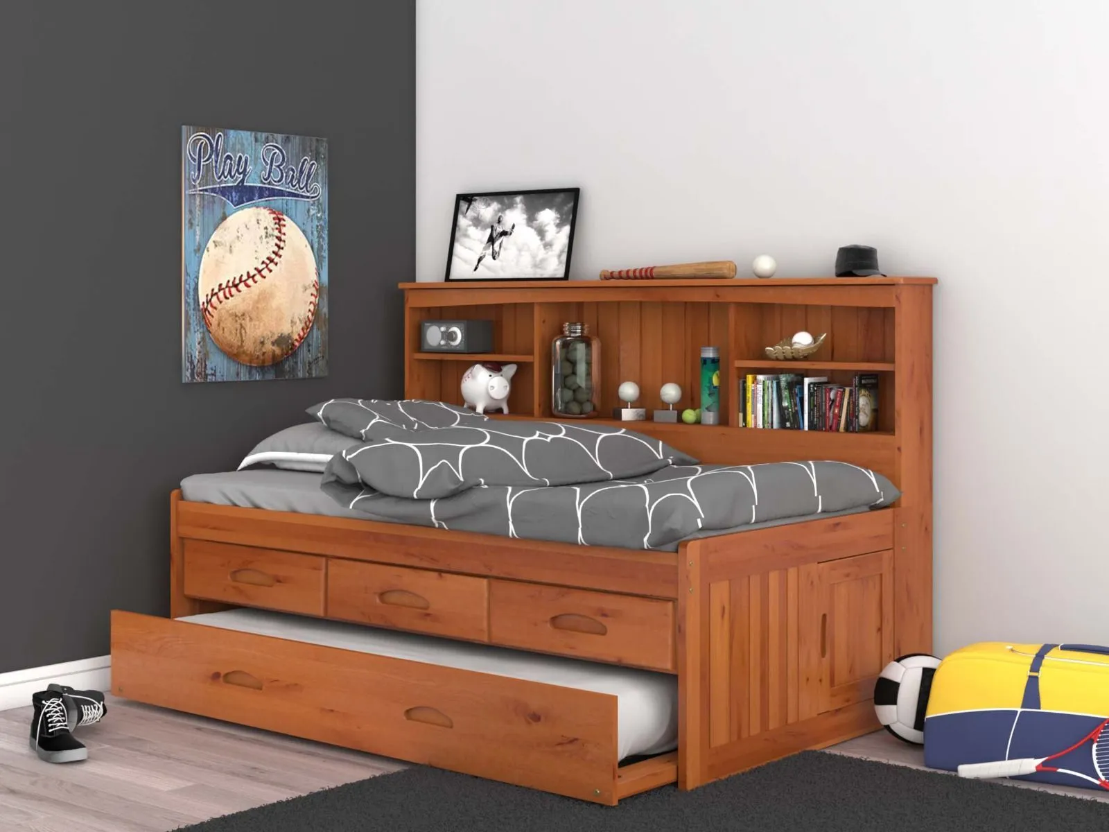 Claire Twin Size Storage Daybed in Honey