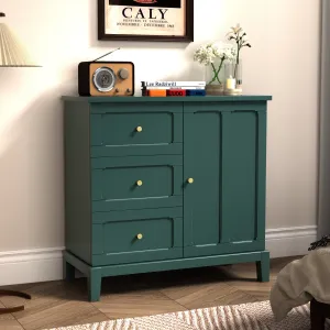 cozy Green Cabinet with 3 Drawers and 1 Door, Accent Cabinet for Entryway, 14.5"L x 34.6"W x 32"H