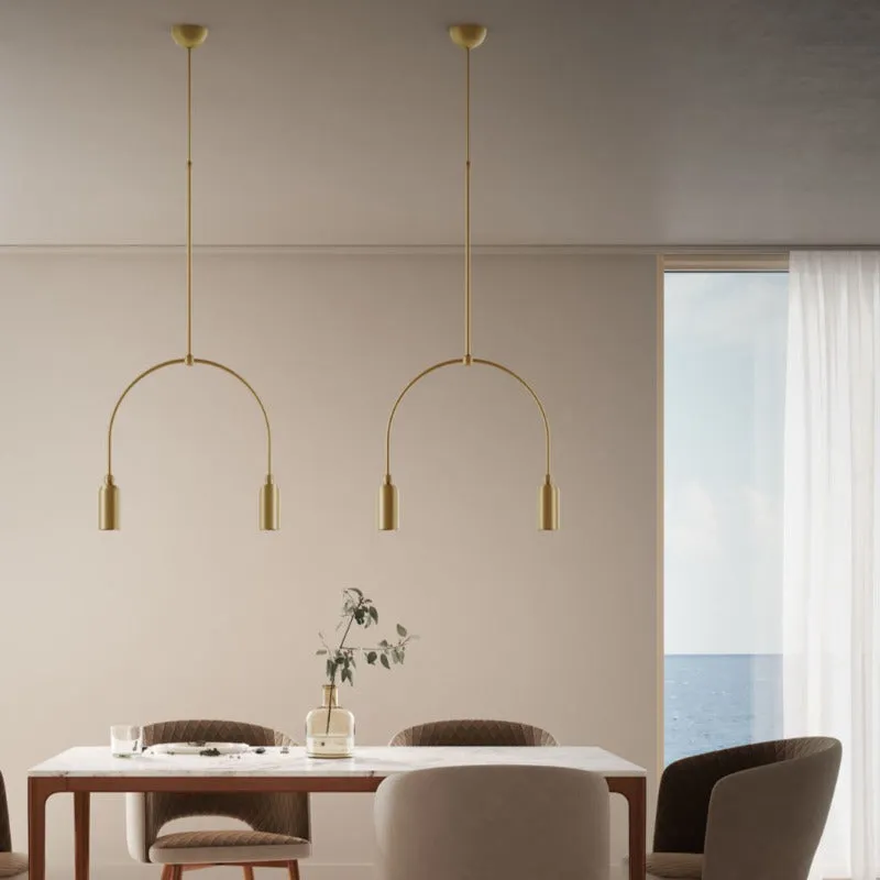 Dainty Brass Italian Two Light Pendant