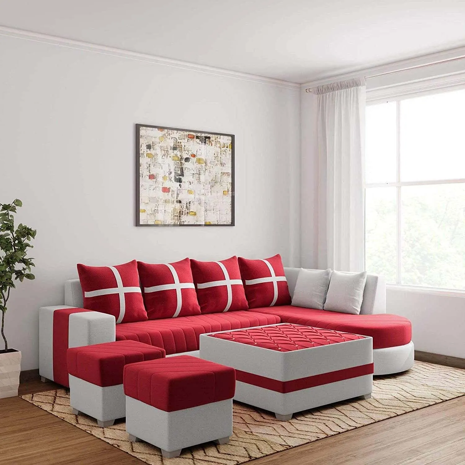 Dalton L Shape Fabric Sofa for Living Room