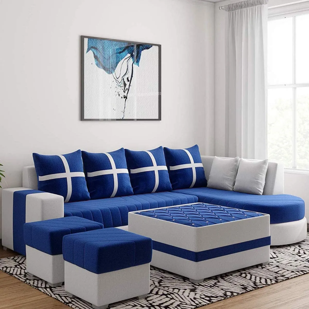 Dalton L Shape Fabric Sofa for Living Room