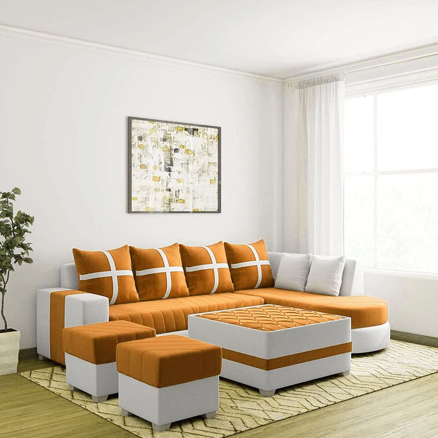 Dalton L Shape Fabric Sofa for Living Room