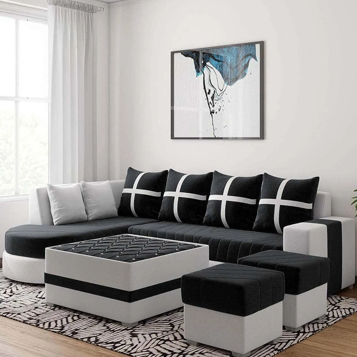 Dalton L Shape Fabric Sofa for Living Room