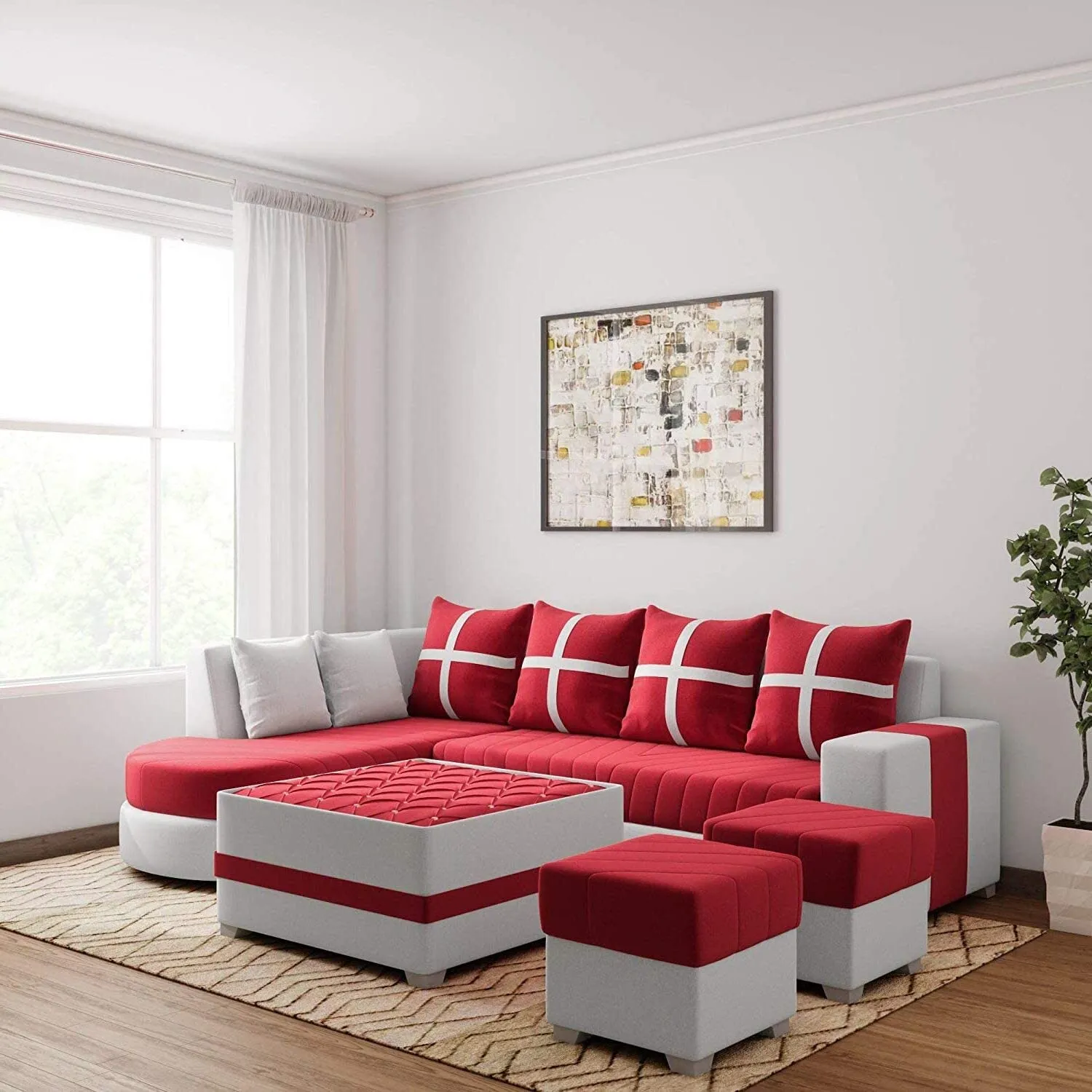 Dalton L Shape Fabric Sofa for Living Room