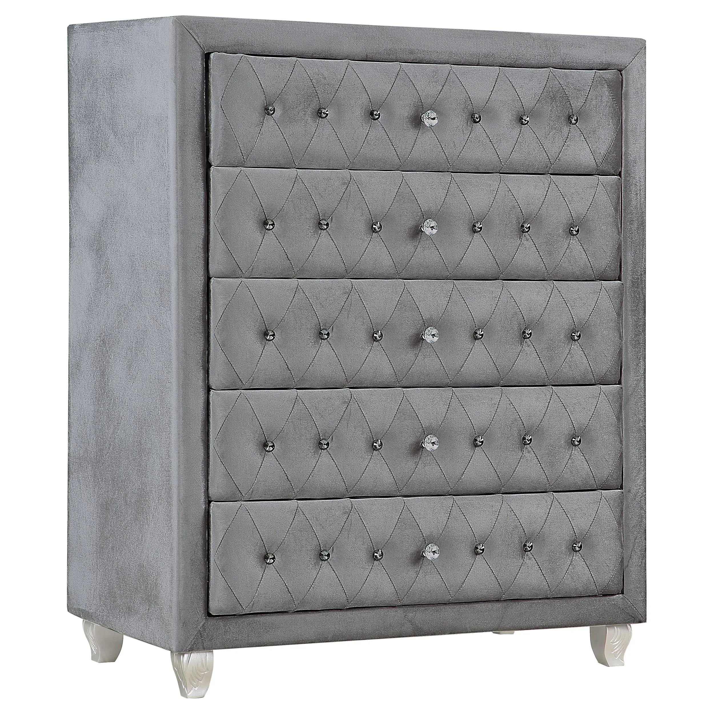 Deanna 5-drawer Rectangular Chest Gray