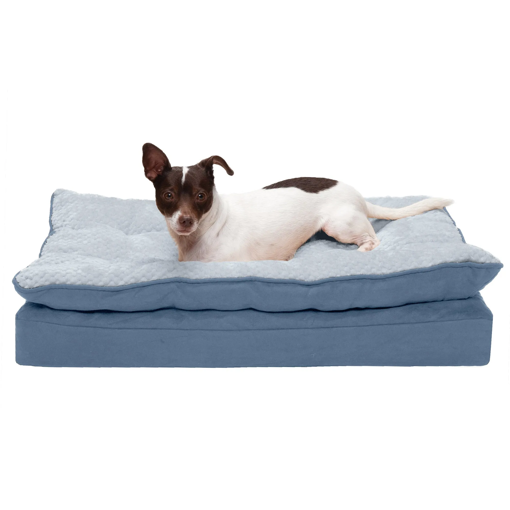 Deluxe Mattress Dog Bed - Minky Faux Fur and Suede Pillow Top